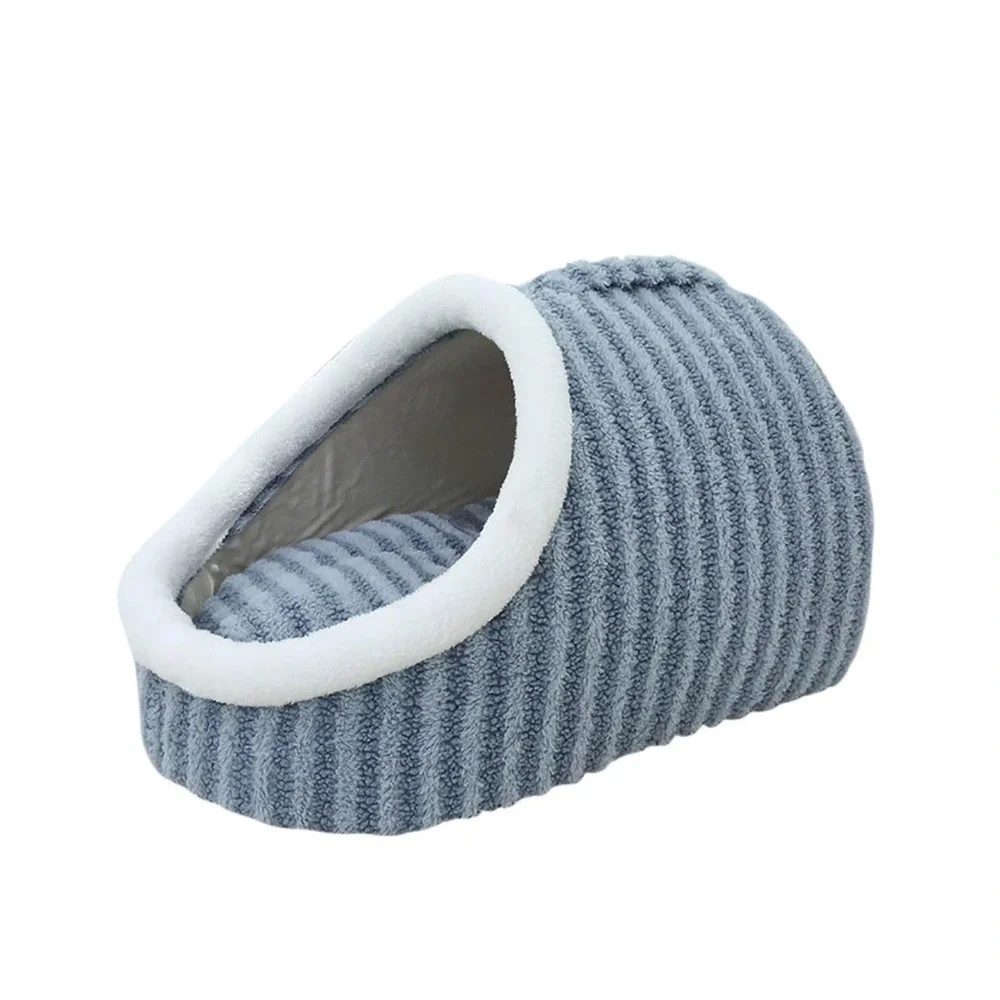 Plush Pet Cave Bed Hooded Cat Dog House 17x11x13